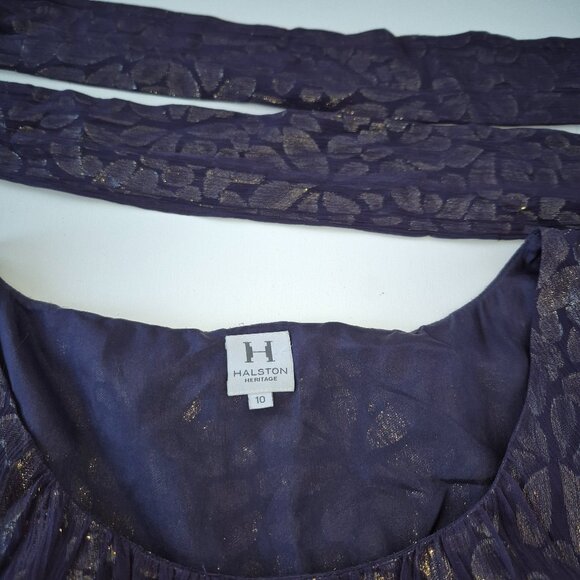 Halston Eggplant and Gold Patterned Top - Picture 3 of 6